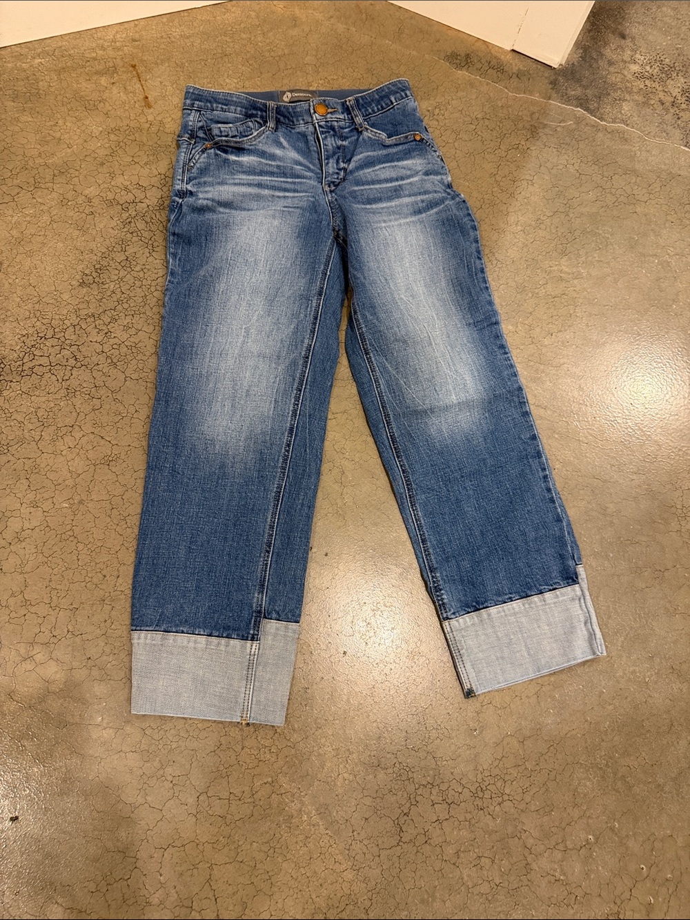 Democracy Boyfriend Jeans in Medium Blue with Light Cuff